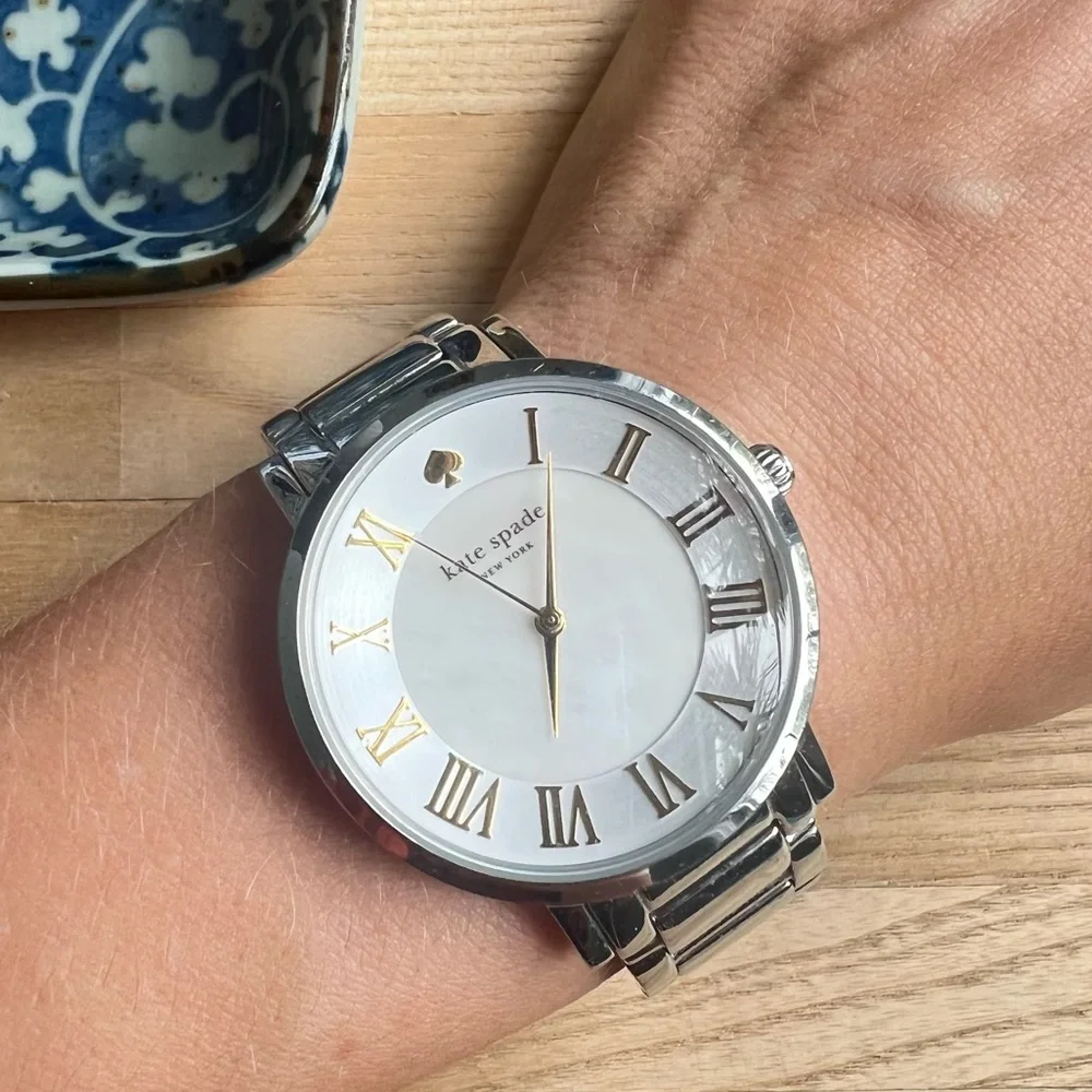 Kate Spade ladies watch New York Gramercy Stainless Steel Watch NEW BATTERY